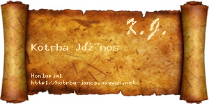 Kotrba János névjegykártya